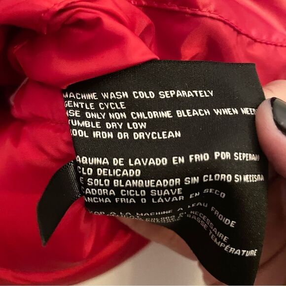 Guess Red and Black Zip Up Puffer Hoodie Jacket With inside & Outside Pockets Lg - Picture 7 of 8